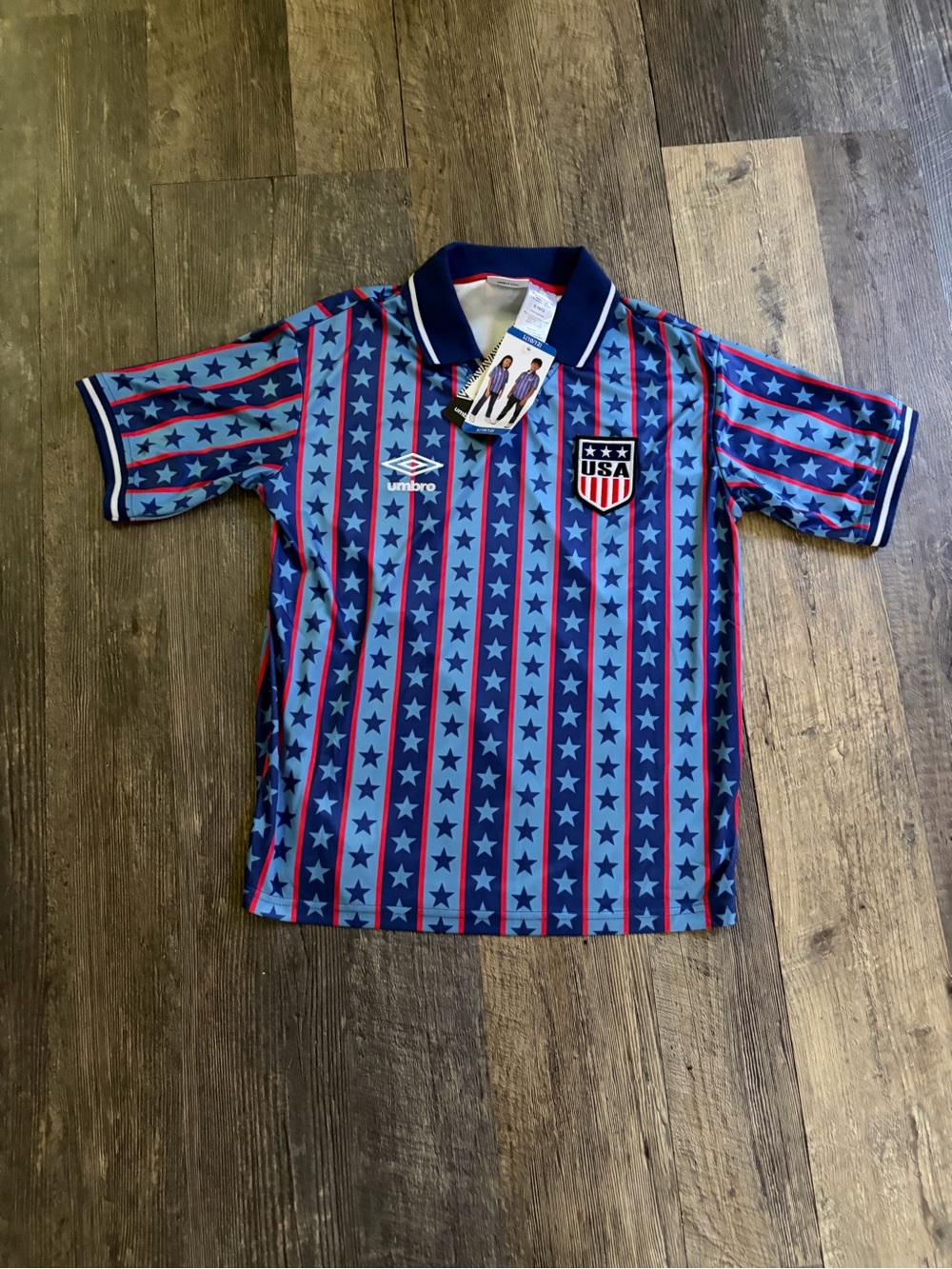 Umbro Kids USA Blue Star-Stripe Soccer Polo